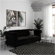 Pemberly Row Contemporary Sofa Futon in Black Velvet