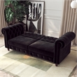 Pemberly Row Contemporary Sofa Futon in Black Velvet