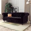 Pemberly Row Contemporary Sofa Futon in Black Velvet