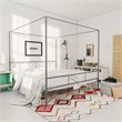 Pemberly Row Transitional Metal King Canopy Bed with Side Rails in Gray