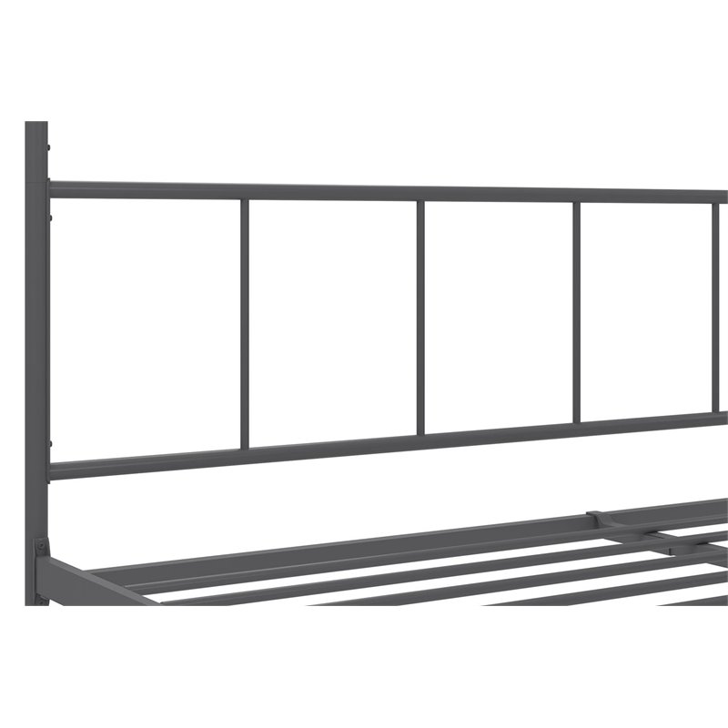 Pemberly Row Transitional Metal King Canopy Bed with Side Rails in Gray