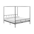 Pemberly Row Transitional Metal King Canopy Bed with Side Rails in Gray