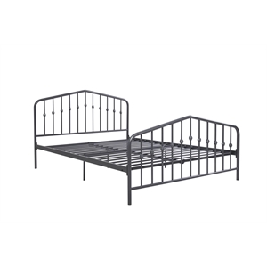 pemberly row contemporaryfull adjustable metal bed in gray