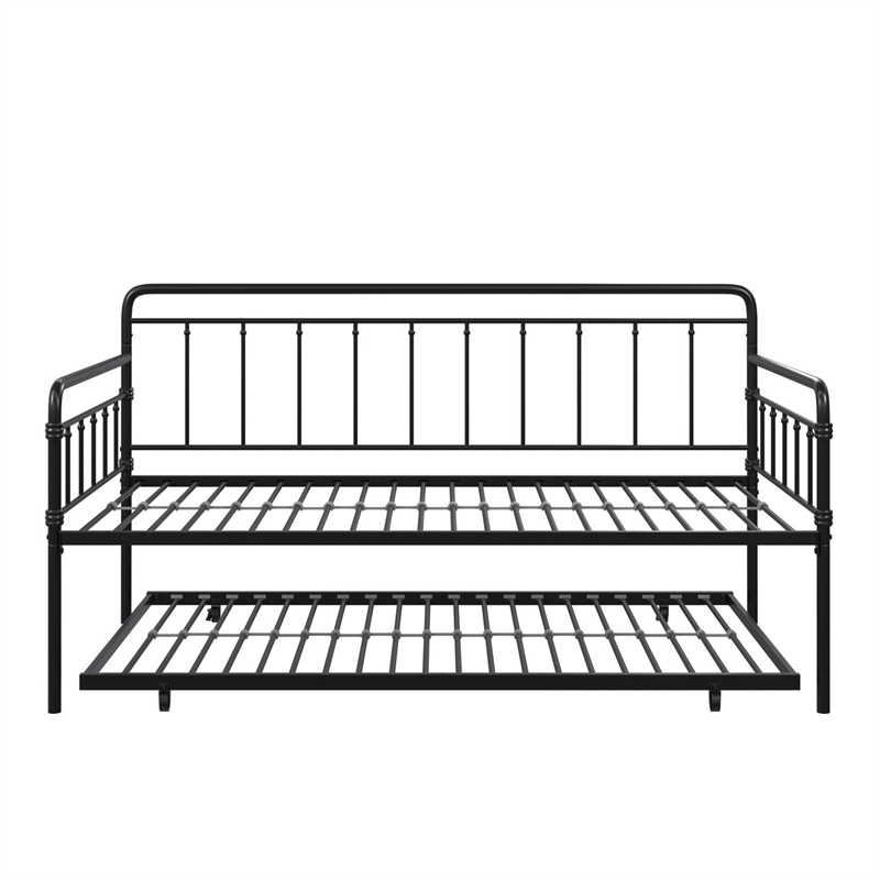 Pemberly Row Contemporary Metal Daybed/Trundle Twin in Black