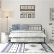 Pemberly Row Contemporary Metal Daybed/Trundle Twin in Black