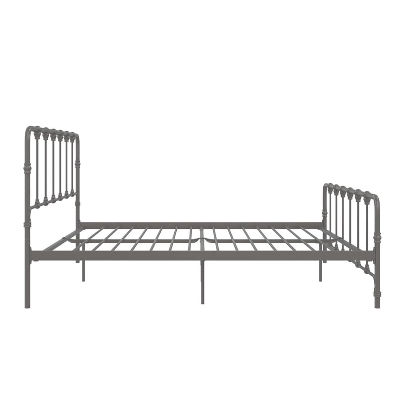 Pemberly Row Contemporary King Metal Bed with Storage in Gray