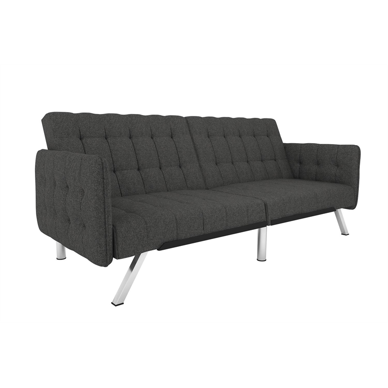 Pemberly Row Convertible Futon and Sofa Sleeper in Grey Linen