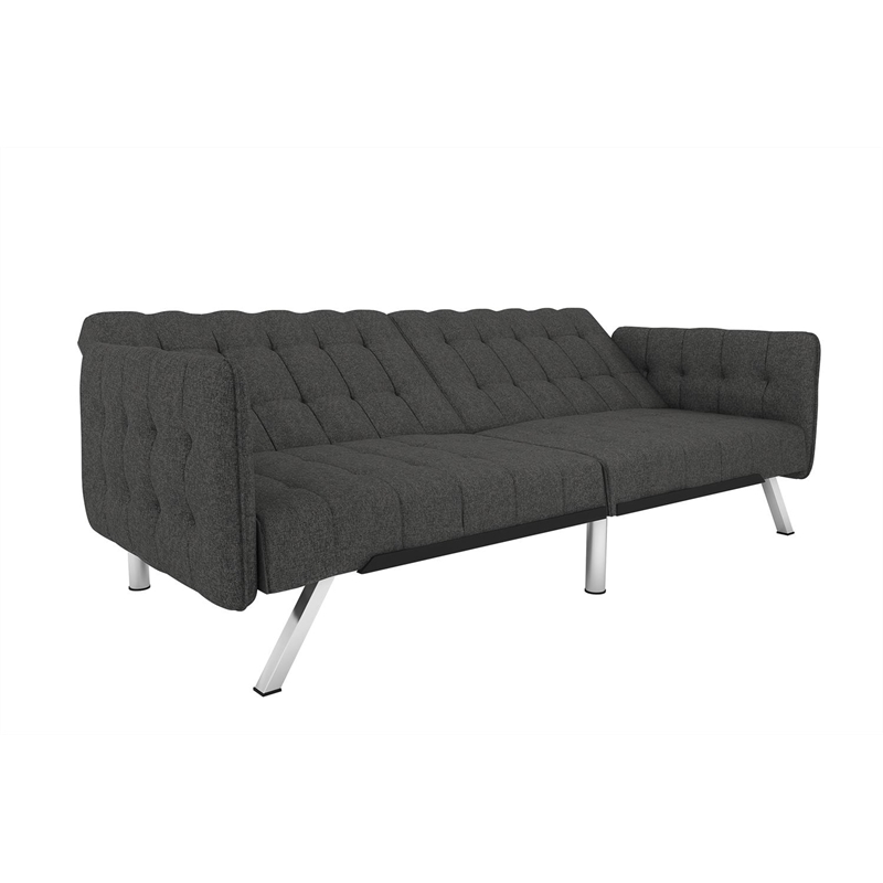 Pemberly Row Convertible Futon and Sofa Sleeper in Grey Linen