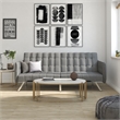 Pemberly Row Convertible Futon and Sofa Sleeper in Grey Linen
