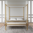 Pemberly Row Contemporary Four-Post Metal Canopy Bed in Full Gold