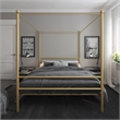 Pemberly Row Contemporary Four-Post Metal Canopy Bed in Full Gold
