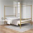 Pemberly Row Contemporary Four-Post Metal Canopy Bed in Full Gold