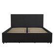 Pemberly Row Upholstered Full Bed with Storage in Dark Grey Linen