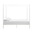 Pemberly Row Contemporary Four-Post Metal Canopy Bed in Full White