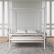 Pemberly Row Contemporary Four-Post Metal Canopy Bed in Full White