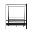 Pemberly Row Contemporary Four-Post Metal Canopy Bed in Full Black