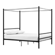 Pemberly Row Contemporary Four-Post Metal Canopy Bed in Full Black