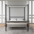 Pemberly Row Contemporary Four-Post Metal Canopy Bed in Full Black