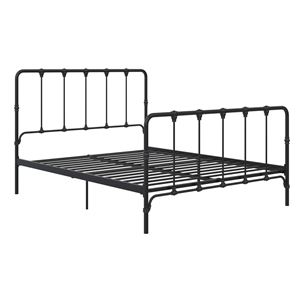 Pemberly Row Metal Bed with Under Bed Storage in Queen Frame in Black