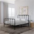 Pemberly Row Metal Bed with Under Bed Storage in Queen Frame in Black