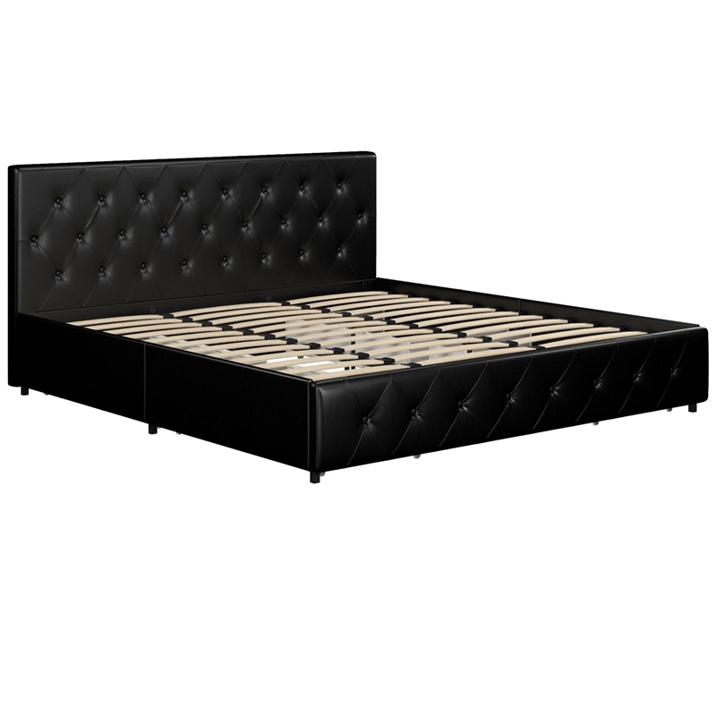 Faux leather bed with drawers discount