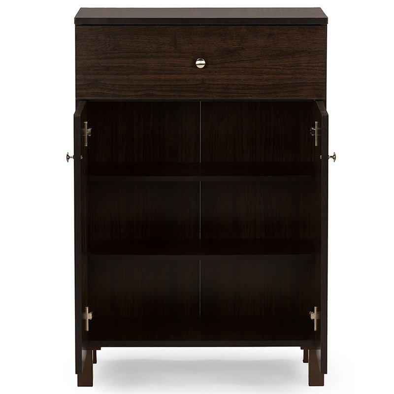Pemberly Row 2 Door Shoe Cabinet in Dark Brown