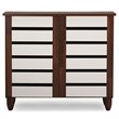 Pemberly Row 2 Door Shoe Cabinet in Dark Oak and White