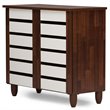 Pemberly Row 2 Door Shoe Cabinet in Dark Oak and White