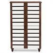 Pemberly Row 4 Door Shoe Cabinet in Dark Oak and White
