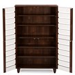 Pemberly Row 4 Door Shoe Cabinet in Dark Oak and White