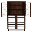 Pemberly Row 4 Door Shoe Cabinet in Dark Oak and White
