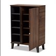 Pemberly Row Two-Tone Wood 1-Door Shoe Cabinet in Walnut Brown and Gray