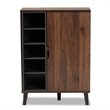 Pemberly Row Two-Tone Wood 1-Door Shoe Cabinet in Walnut Brown and Gray
