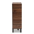 Pemberly Row Two-Tone Wood 1-Door Shoe Cabinet in Walnut Brown and Gray