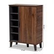 Pemberly Row Two-Tone Wood 1-Door Shoe Cabinet in Walnut Brown and Gray