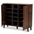 Pemberley Row Engineered Wood Walnut Brown and Grey Shoe Cabinet Rectangular 25-Pair Storage Unassembled