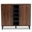 Pemberley Row Engineered Wood Walnut Brown and Grey Shoe Cabinet Rectangular 25-Pair Storage Unassembled