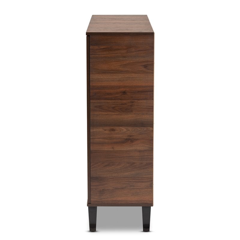 Pemberly Row Two-Tone Wood 2-Door Shoe Cabinet in Walnut Brown and Gray