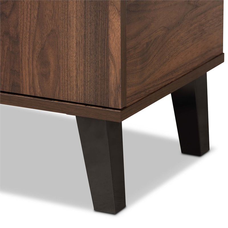 Pemberly Row Two-Tone Wood 2-Door Shoe Cabinet in Walnut Brown and Gray