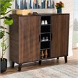 Pemberley Row Engineered Wood Walnut Brown and Grey Shoe Cabinet Rectangular 25-Pair Storage Unassembled