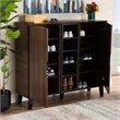 Pemberley Row Engineered Wood Walnut Brown and Grey Shoe Cabinet Rectangular 25-Pair Storage Unassembled