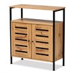 Pemberly Row Wood and Metal 2-Door Shoe Cabinet in Oak Brown and Black