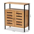 Pemberly Row Wood and Metal 2-Door Shoe Cabinet in Oak Brown and Black