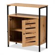 Pemberly Row Wood and Metal 2-Door Shoe Cabinet in Oak Brown and Black