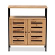 Pemberly Row Wood and Metal 2-Door Shoe Cabinet in Oak Brown and Black