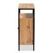 Pemberly Row Wood and Metal 2-Door Shoe Cabinet in Oak Brown and Black