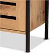 Pemberly Row Wood and Metal 2-Door Shoe Cabinet in Oak Brown and Black