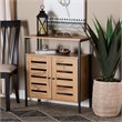 Pemberly Row Wood and Metal 2-Door Shoe Cabinet in Oak Brown and Black