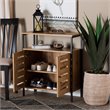 Pemberly Row Wood and Metal 2-Door Shoe Cabinet in Oak Brown and Black