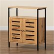 Pemberly Row Wood and Metal 2-Door Shoe Cabinet in Oak Brown and Black